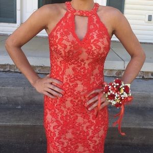 Beautiful Red lace Jovani formal dress